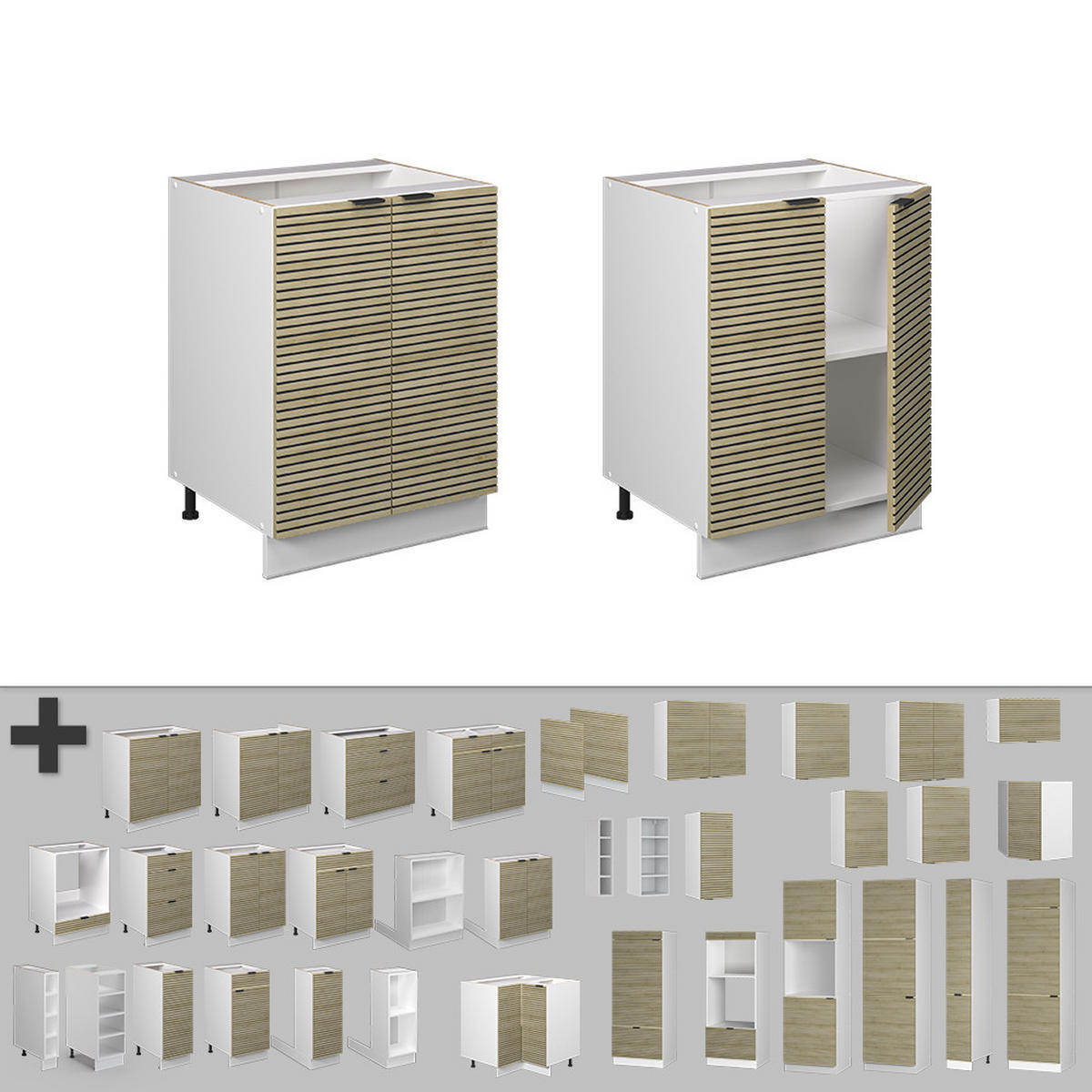 KÜCHENUNTERSCHRANK Fame-Line Eiche Paneel 60 cm , AP Eiche - Hellbraun/Eichefarben, Holzwerkstoff (60/82/60cm) - Vicco