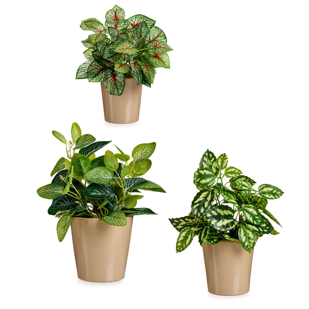 BLUMENTÖPFE Keramik Beige 3er-Set - Beige, Keramik (16.5/16cm)