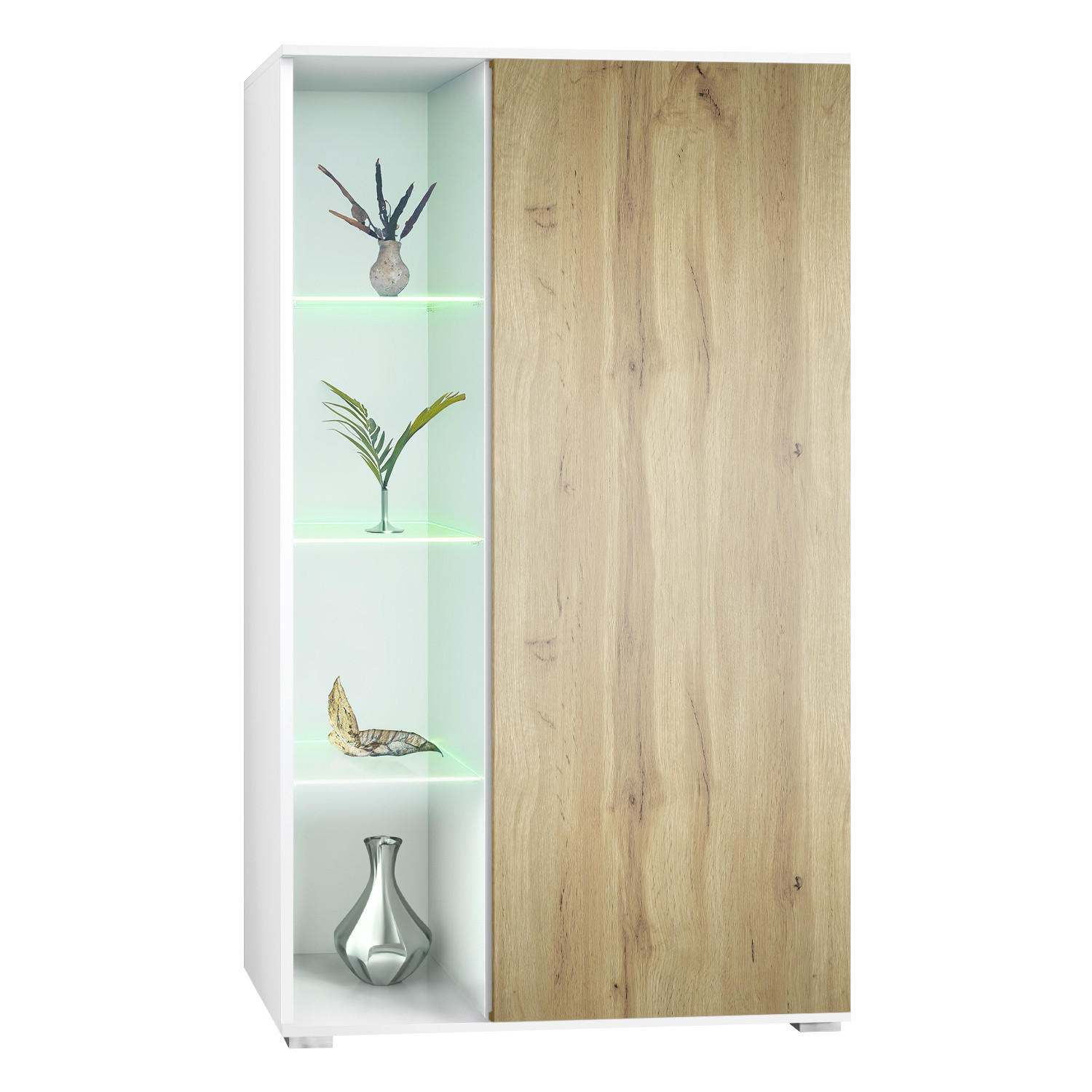VITRINE Davos Eiche Wotan - Eiche Wotan, Holzwerkstoff (71.5/134/35cm) - Vladon