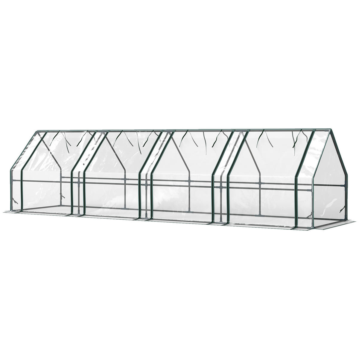 MINI-GEWÄCHSHAUS, Tunnel, 4 Fenster, Rolltür, Stahl, PE 140g/m², UV-beständig, Transparent - Multicolor, Kunststoff (360/90/90cm) - FORIOUS
