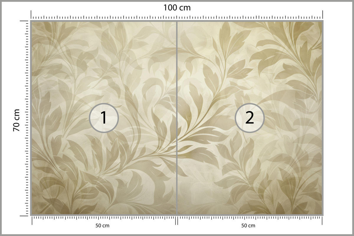 FOTOTAPETE für Schlafzimmer Blätter Pflanzen Natur Beige Vintage 100x70 - Beige/Braun, Papier (100/70cm) - Muralo