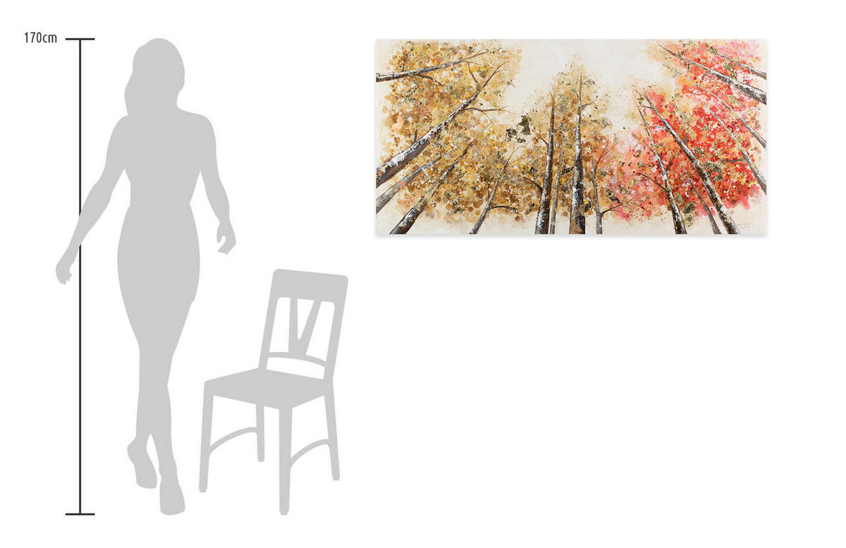 ÖLGEMÄLDE 140/70 cm - Gelb/Rot, Holz/Textil (140/70cm) - KUNSTLOFT