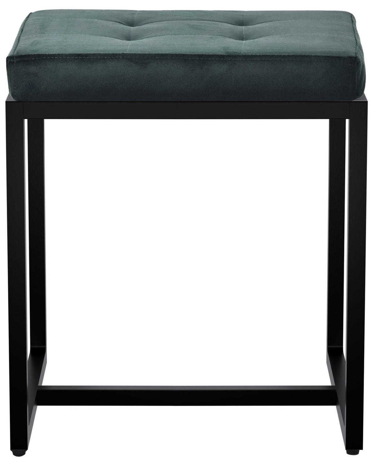 SITZWÜRFEL eckig 40/40/48 cm Samt grün - Schwarz/Grün, Textil/Metall (40/48/40cm) - CLP