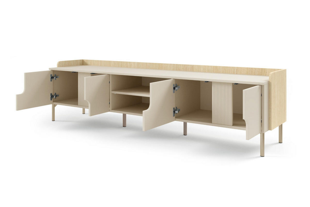 TV-LOWBOARD PAURO 09 200/51/42 cm in Eiche Mavelie / Macadamia - Eichefarben/Beige, Holzwerkstoff (200/51/42cm) - Deine Möbel 24