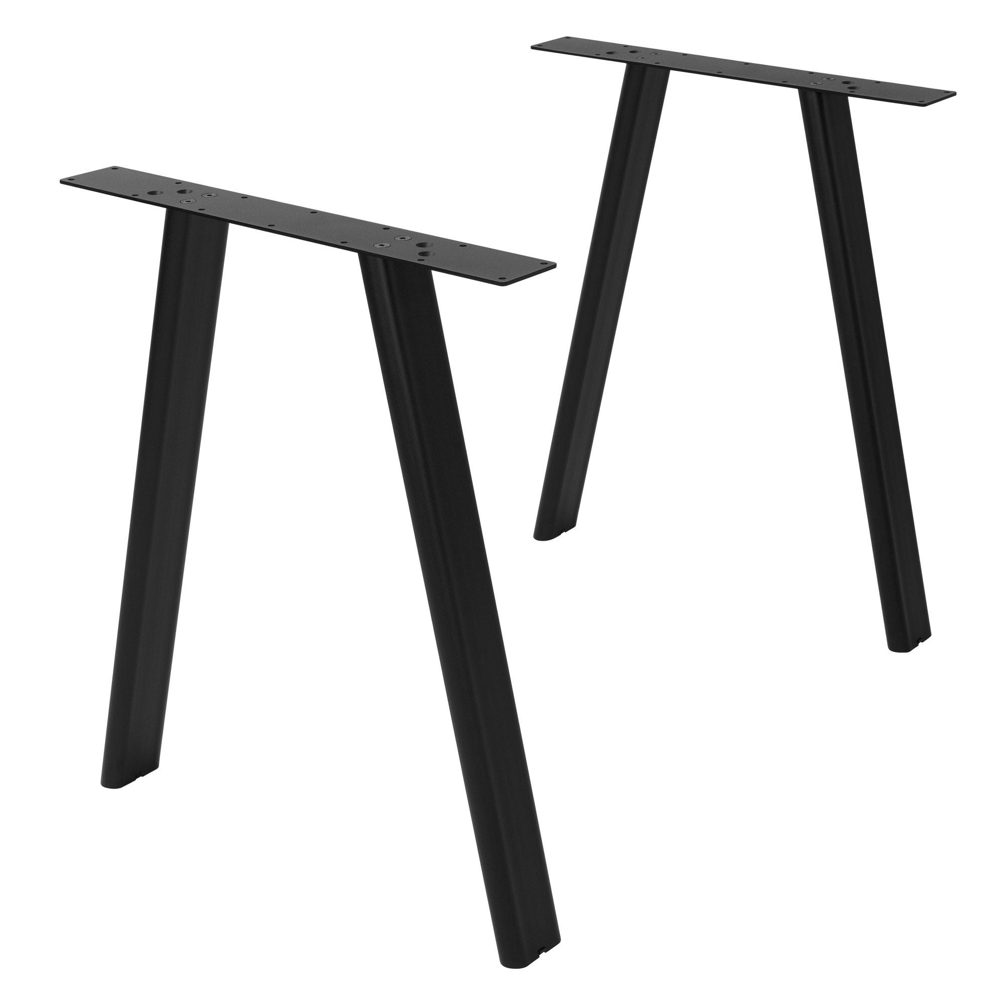 TISCHBEINE Metall Schwarz 2er Set 60x72 cm Flach Tischgestell aus Stahl A-Form - Schwarz, Metall (60/72/8cm) - ML-DESIGN