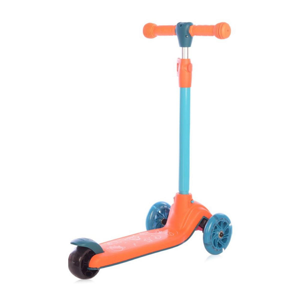 KINDERROLLER Tamtam 3 Räder orange höhenverstellbar, Leuchträder, Fußbremse - Orange, Metall (52/26/77cm) - Lorelli