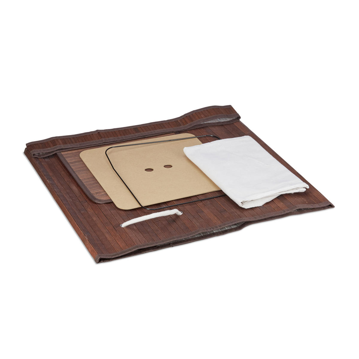 WÄSCHEKORB - Braun, Holz/Textil (36/63/36cm) - Relaxdays