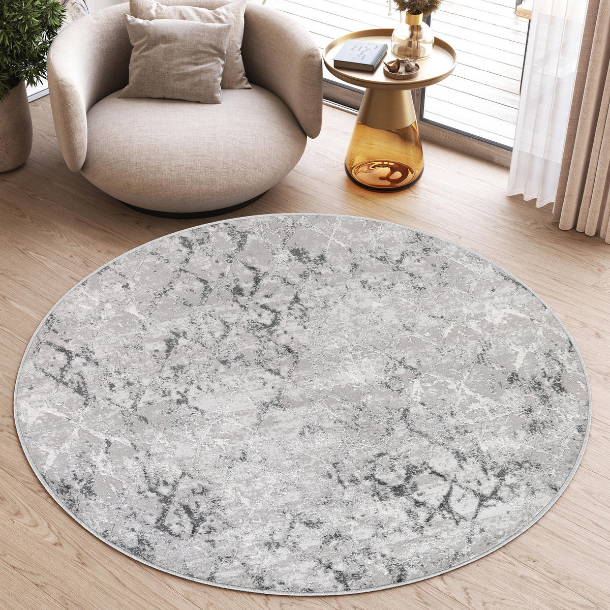TEPPICH SKY Hellgrau 200/200 cm - Hellgrau, Textil (200/200cm) - Tapiso