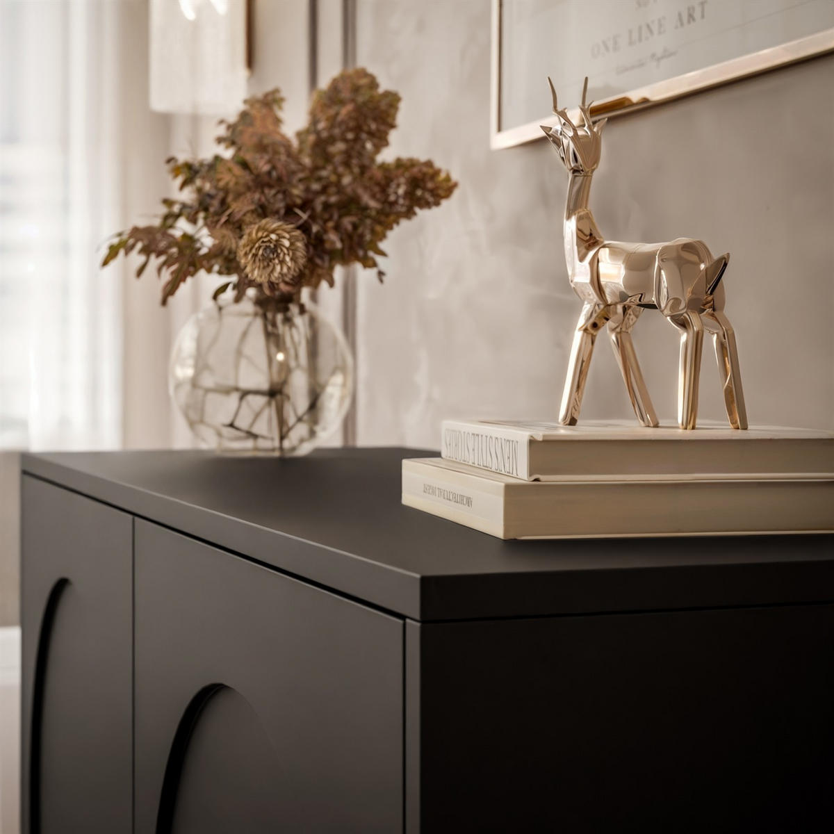 KOMMODE ARIADNA schwarz zweitürig - Schwarz, Holzwerkstoff (104/83/35cm)