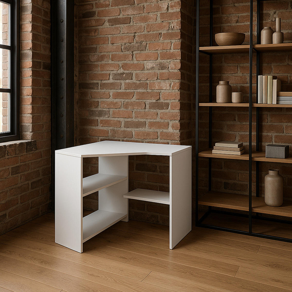 ECK-COMPUTERTISCH Alison Weiß - Weiß, Holzwerkstoff (72/72/73.8cm) - Decorotika