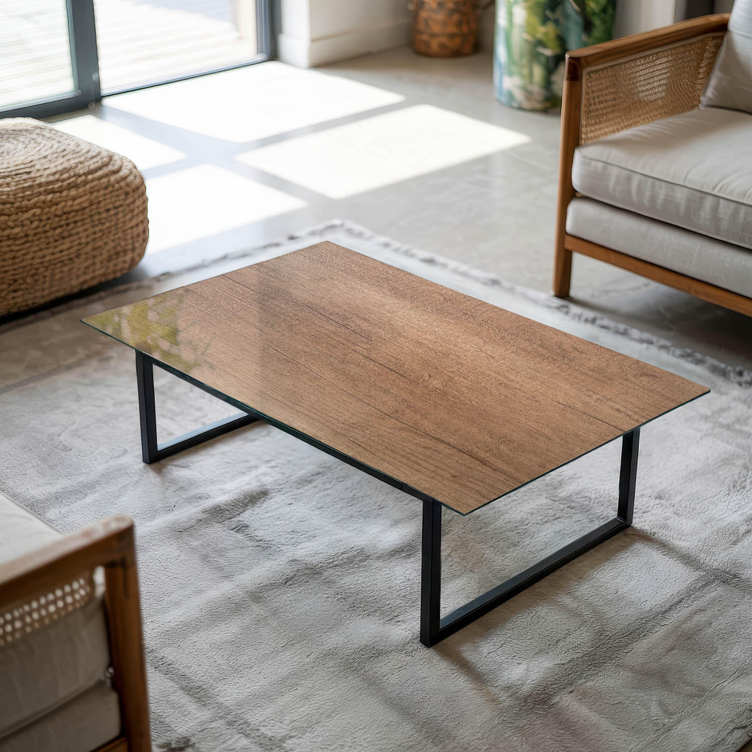 TISCHPLATTE 120x80 cm Holzoptik Natur - Braun, Glas (120/80/0.4cm) - TULUP