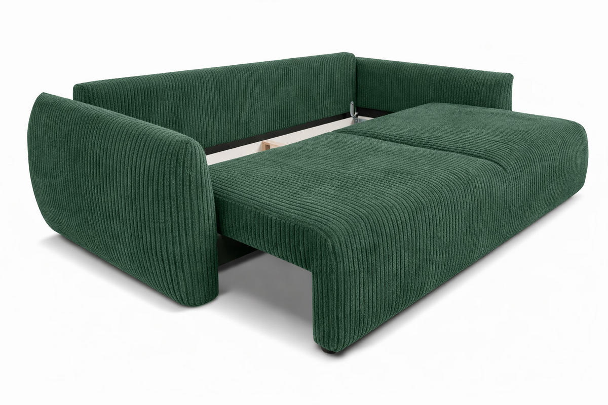 SOFA Mit Schlaffunktion Und Bettkasten, Cordstoff Poso, Grün, Zephira - Grün, Holz (238/87/102cm) - Kaiser Möbel