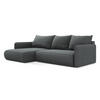 ECKSOFA mit Schlaffunktion Strukturstoff Stoff Grau - Schwarz/Grau, Kunststoff/Textil (148/240cm) - Makamii