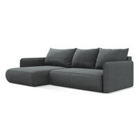 ECKSOFA mit Schlaffunktion Strukturstoff Stoff Grau - Schwarz/Grau, Kunststoff/Textil (148/240cm) - Makamii