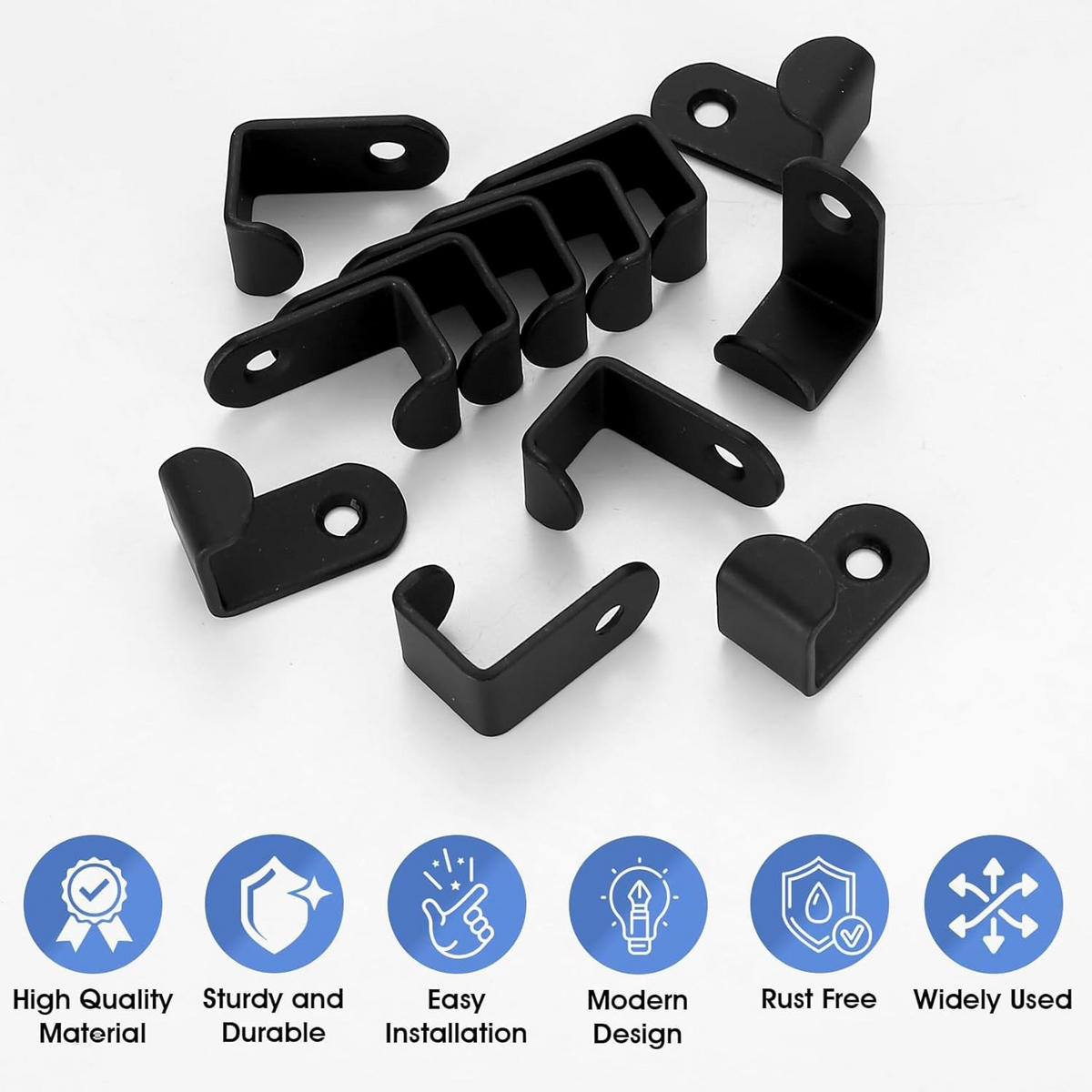 HANDTUCHHAKEN , Set mit 12 Wandhaken - Schwarz, Metall (1.6/1.6/3cm) - BELZ