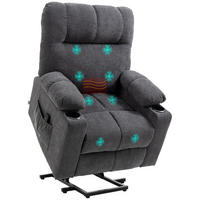 MASSAGESESSEL DE-06396 elektrisch, Wärme, 135° neigbar Dunkelgrau - Dunkelgrau, Textil/Metall (95/109/91cm) - ComfortXL