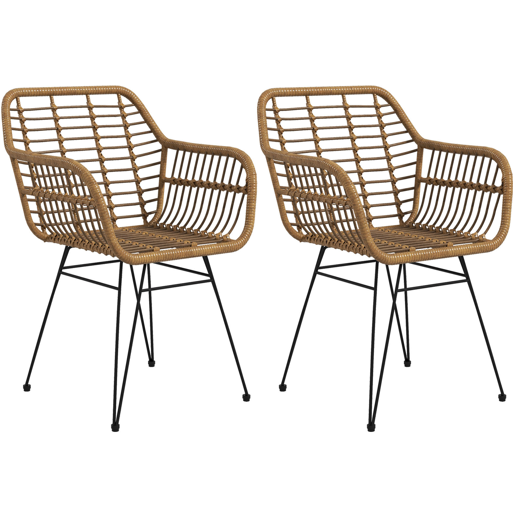 ESSSTUHL 2er-Set Boho 56 x 60 x 79 cm Braun - Braun, Metall (60/79/56cm) - Meubliv