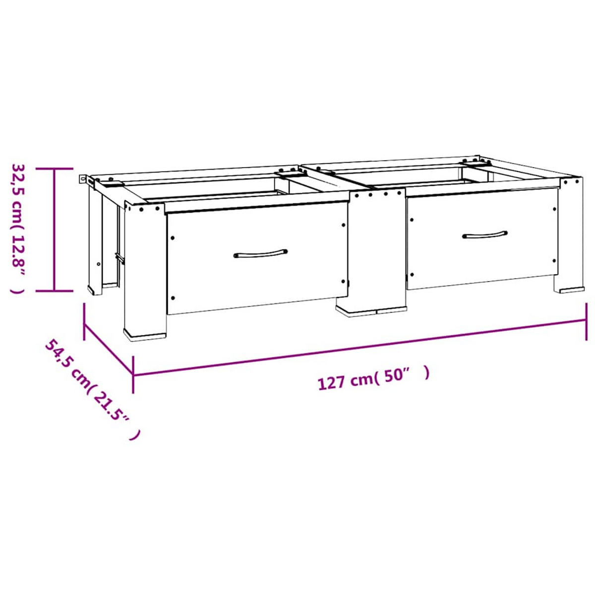 DOPPEL-UNTERGESTELL Für Waschmaschine Und Trockner Weiß - Weiß, Metall (54.5/32.5/127cm) - vidaXL