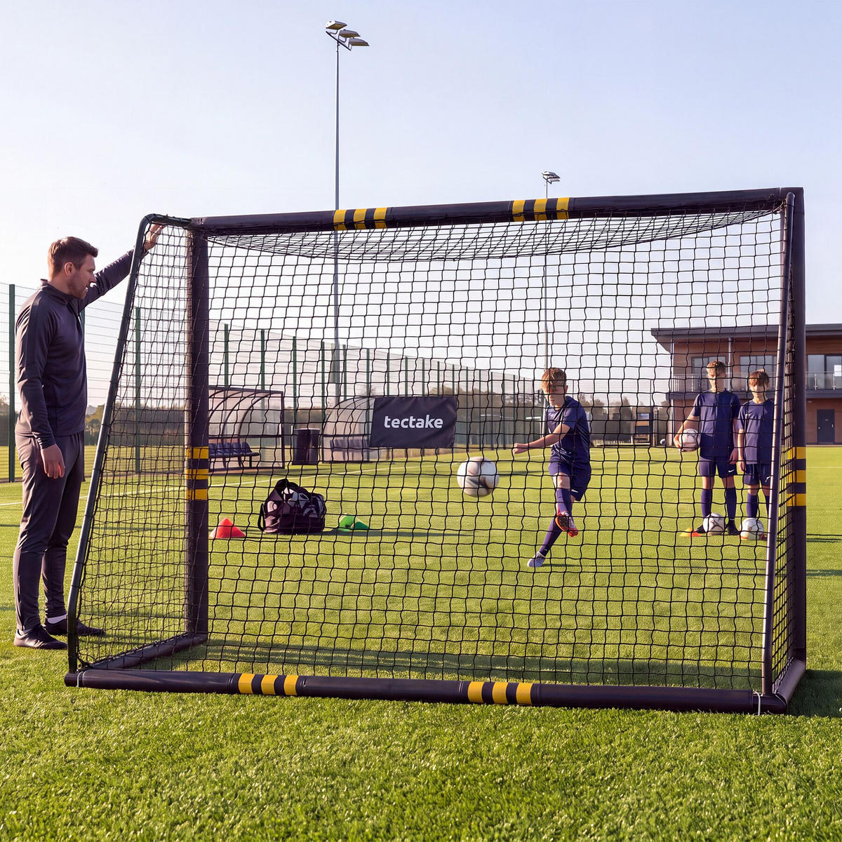 FUSSBALLTOR Harry, werkzeugloses Klicksystem, schwarz/gelb - Gelb/Schwarz, Kunststoff (306/121cm) - tectake