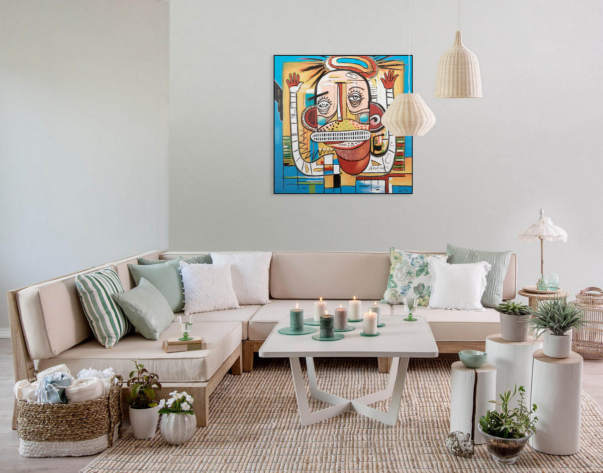 RUČNE MAĽOVANÝ AKRYLOVÝ OBRAZ 80/80 cm, viacfarebný, abstraktný dekoratívny motív - viacfarebná, drevo/textil (80/80cm) - KUNSTLOFT