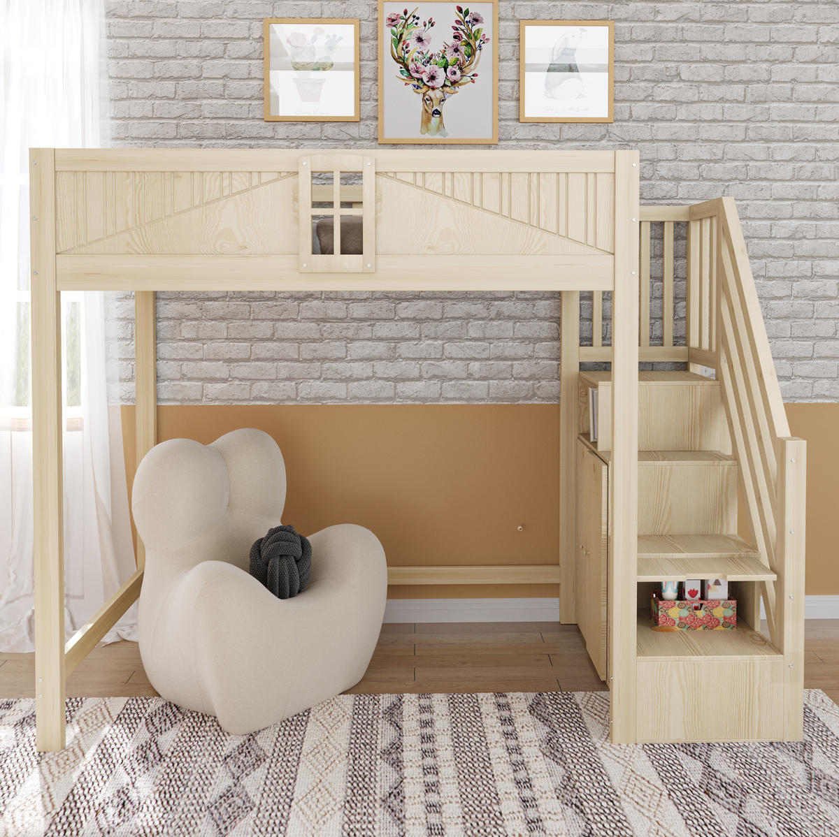 HOCHBETT 90/200 cm Natur aus Holz mit Stauraum - Naturfarben, Holzwerkstoff (90/200cm) - OKMYHOME