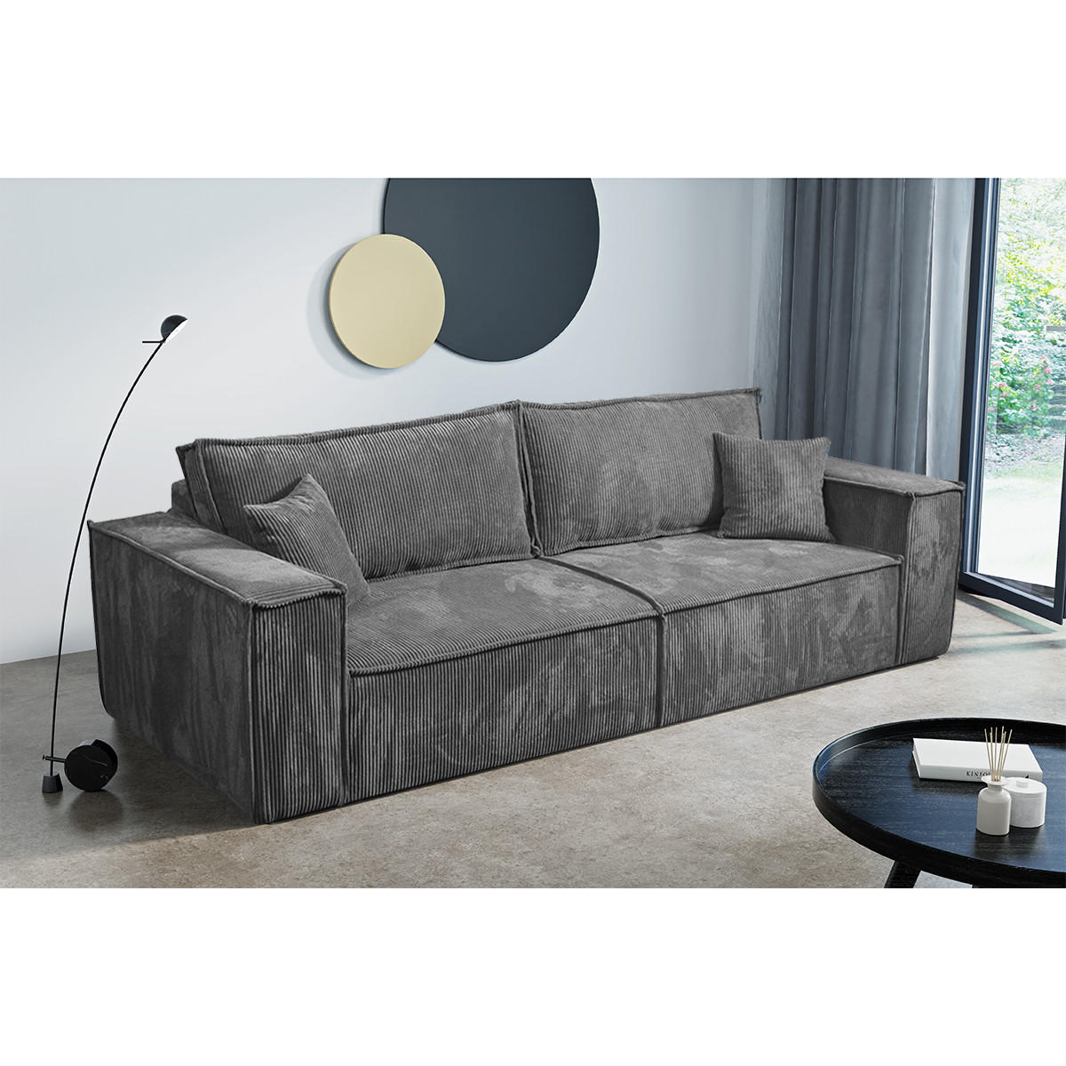 SOFA Isaac 4 Sitzplätze Grau - Grau, Holzwerkstoff (255/85/105cm) - Petits-meubles