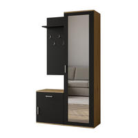 GARDEROBENSCHRANK Magnola Artisan Schwarz 100/180,5/35 cm – Modern, mit Spiegel und viel Stauraum - Hellbraun/Schwarz, Holzwerkstoff/Kunststoff (100/180.5/35cm) - AX Living