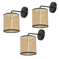WANDLEUCHTE-SET 3 TLG. Southend - Beige/Schwarz, Kunststoff/Metall (25/16/17cm) - lux.pro