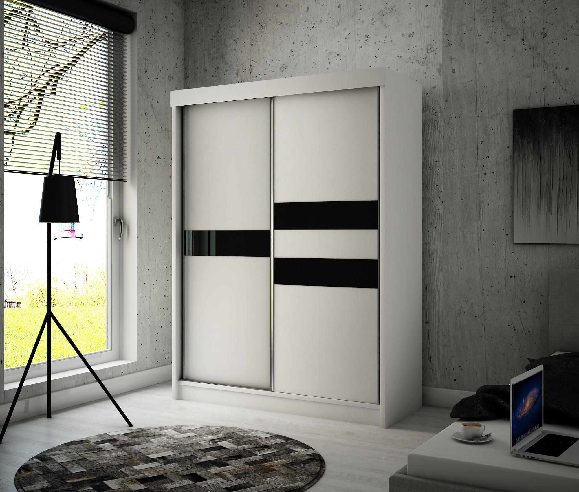 KLEIDERSCHRANK ARRI - 120 cm - Weiß|Schwarz - Schwarz/Weiß, Holzwerkstoff (120/215/67cm) - ALTDECOR