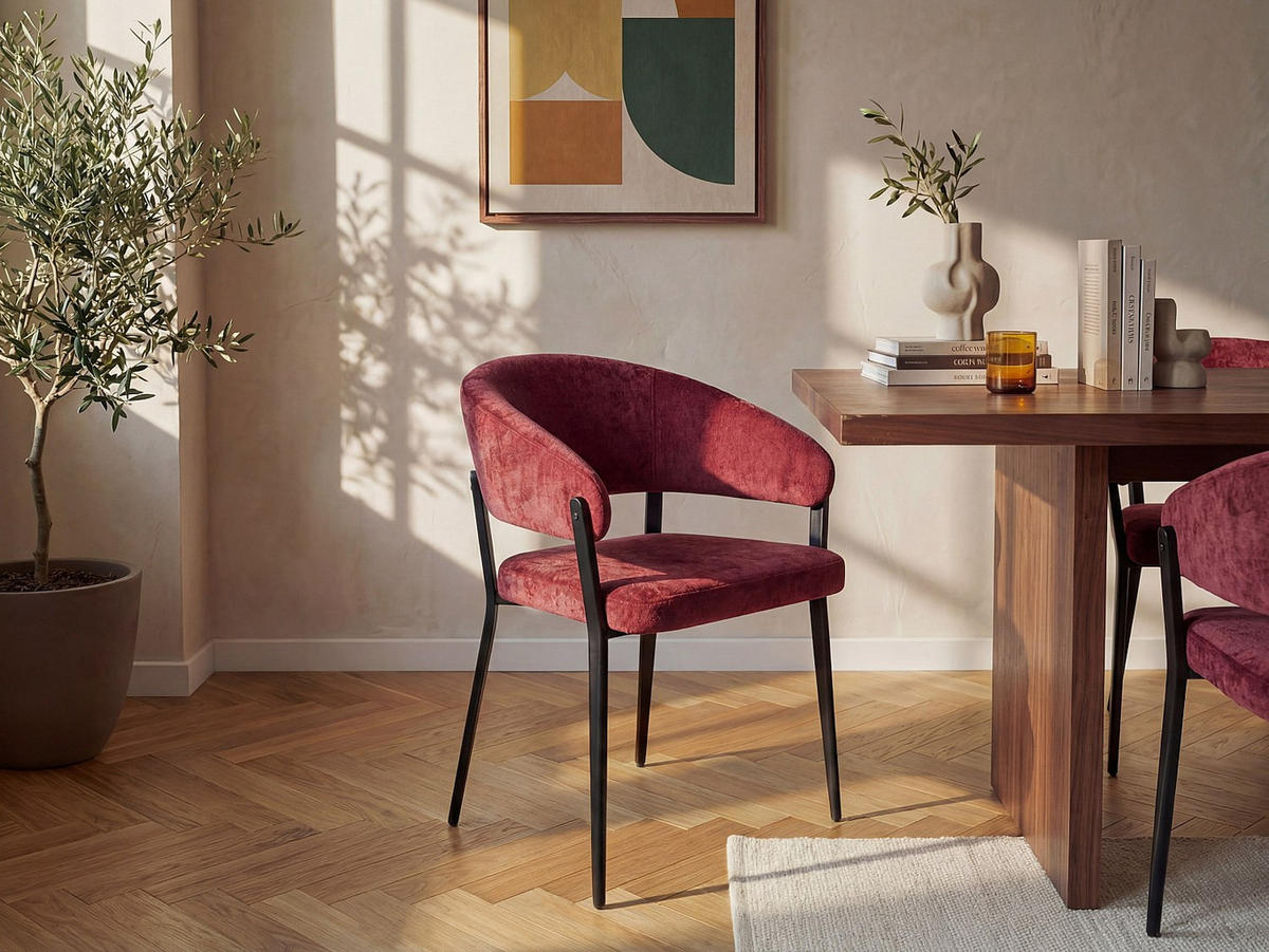 STUHL - 56cm x 55cm - Polyester - bordeaux - AVRELA - Bordeaux, Textil (56/77/55cm) - Vente-Unique