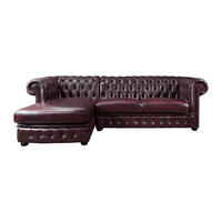 SOFA - 5 Personen - leder - bordeaux Brenton - Bordeaux, Leder/Holz (274/82/166cm) - Vente-Unique