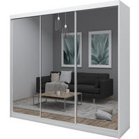 SCHWEBETÜRENSCHRANK Darix 240 cm mit Spiegel, 3-türig, weiß - Weiß, Kunststoff (240/216/61cm) - Margaret Hadas24