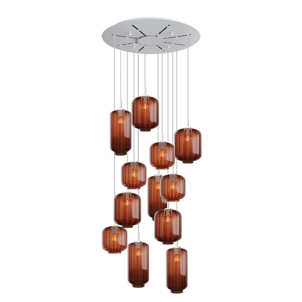 GALERIELEUCHTE Velo 12-flammig Braun Ø 18/20/25cm - Braun/Weiß, Glas (25/25/27cm) - s.luce