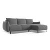 ECKSOFA mit Schlaffunktion Samt Stoff Grau - Schwarz/Grau, Textil/Metall (242/162cm) - Makamii