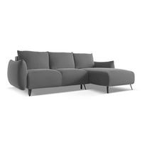 ECKSOFA mit Schlaffunktion Samt Stoff Grau - Schwarz/Grau, Textil/Metall (242/162cm) - Makamii