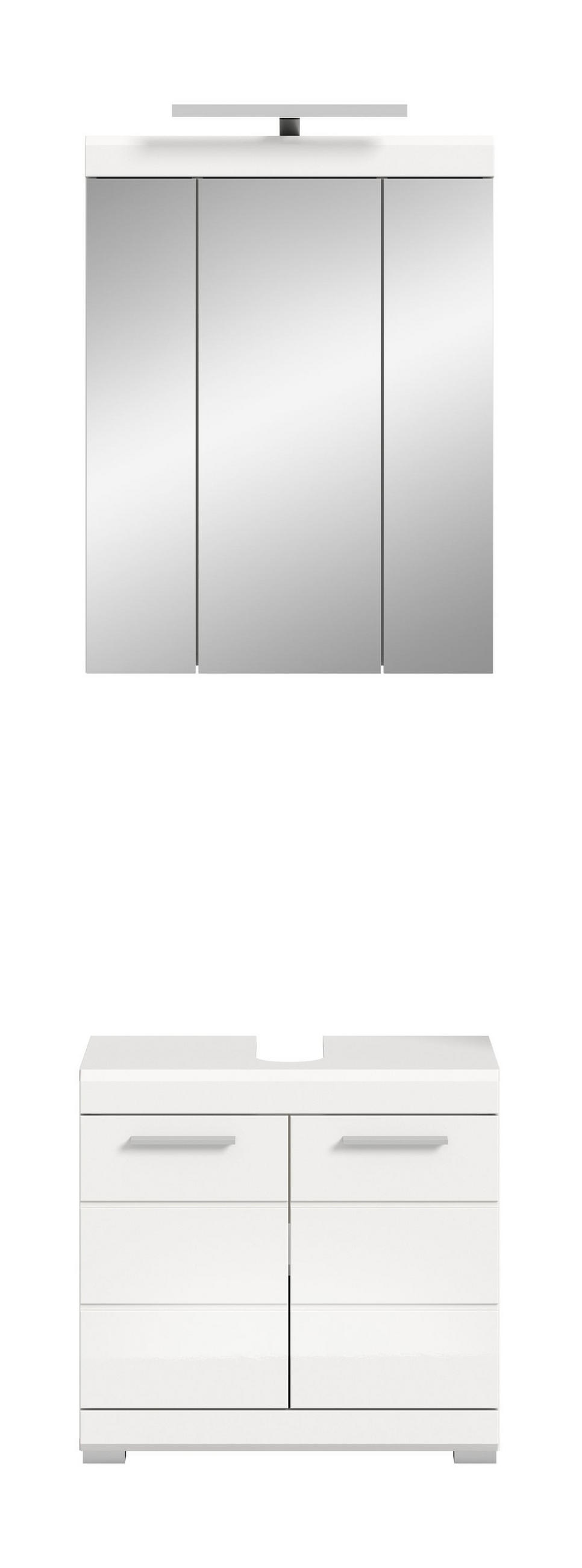 BADKOMBINATION 2tlg. Scout Bad in weiß Nachbildung und weiß hochglanz B/H/T: 60x191x34 cm - Weiß, Holz (60/191/34cm)