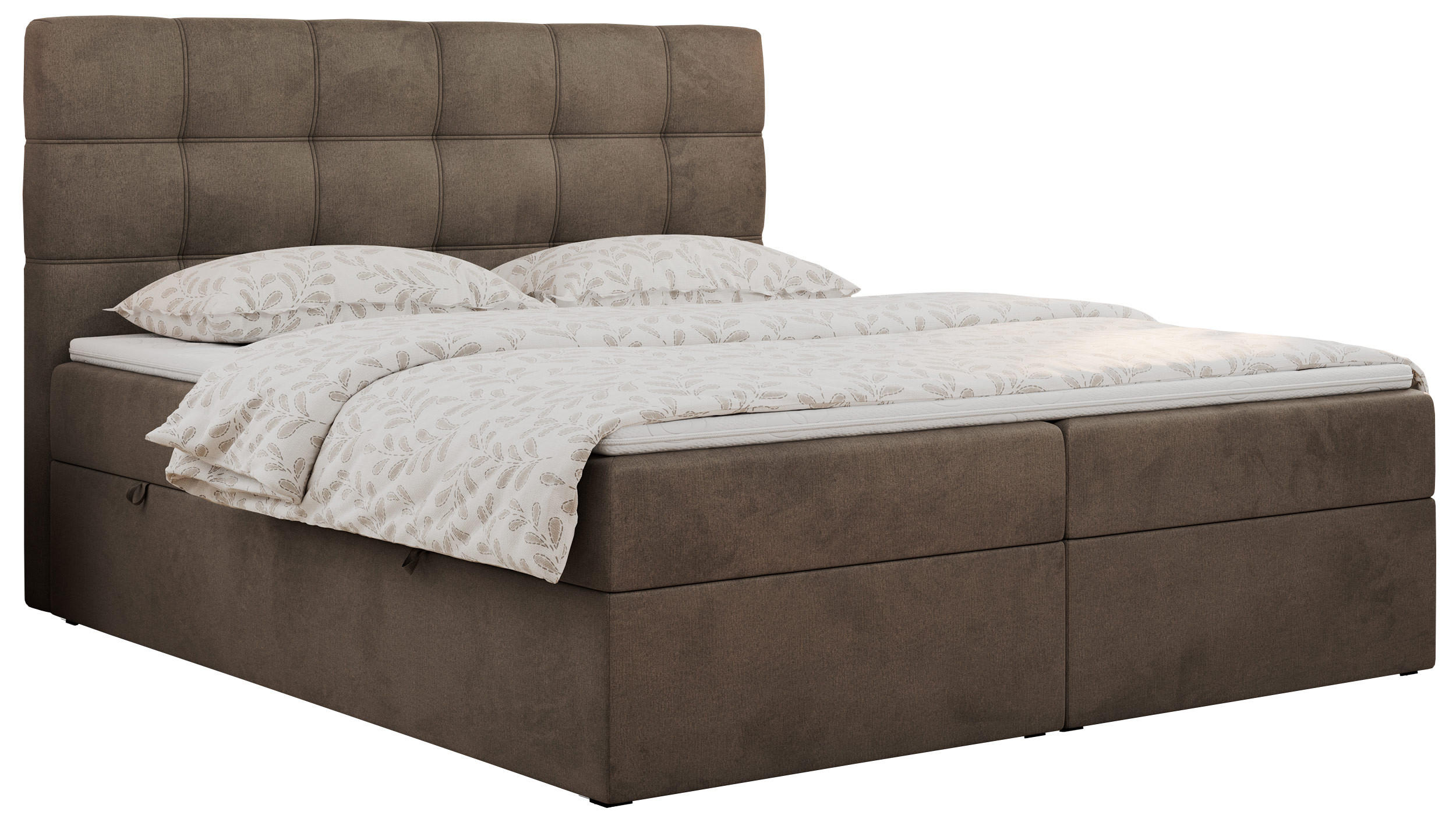 BOXBETT ERNI 120/200 - Braun Velvet - H3 - Braun, Holz/Textil (120/200cm) - MKS