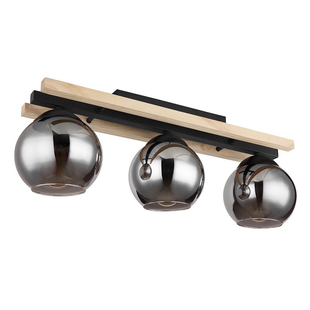 LED DECKENLEUCHTE Conni Braun Holz Glas Rauch - Braun, Glas (60/15/20.5cm) - Globo Lighting