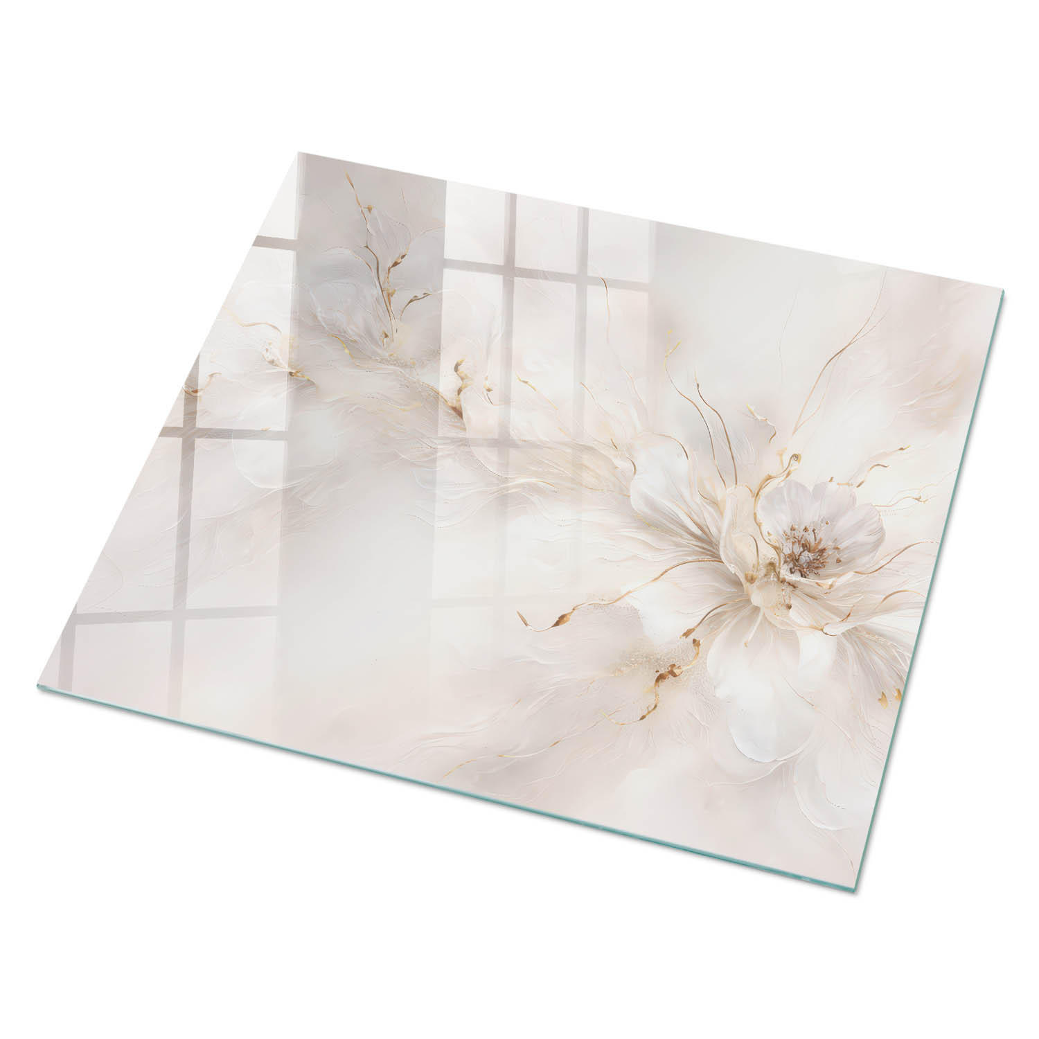 GLASPLATTE 80x60 cm – ätherische Blüten - Beige, Glas (0.4/80/60cm) - ArtPrintCave