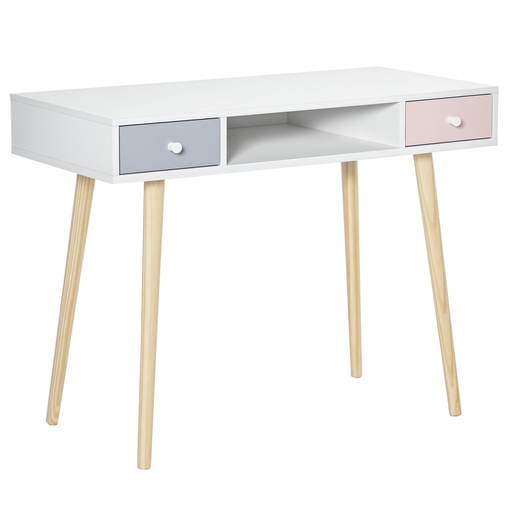 KINDER-SCHREIBTISCH DE-17505 Weiß/Grau/Rosa - Weiß, Holzwerkstoff (100/76.5/48cm) - ComfortXL