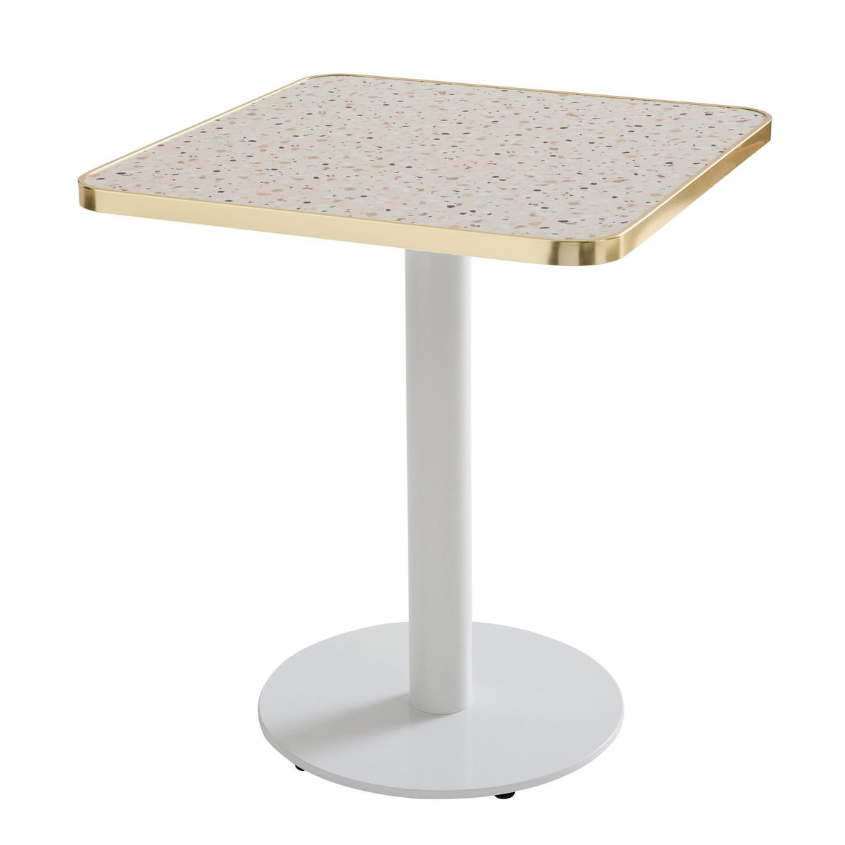 TISCHPLATTE quadratischer 60 cm, Weiß - Goldfarben/Weiß, Holz (60/2.5/60cm) - Oviala