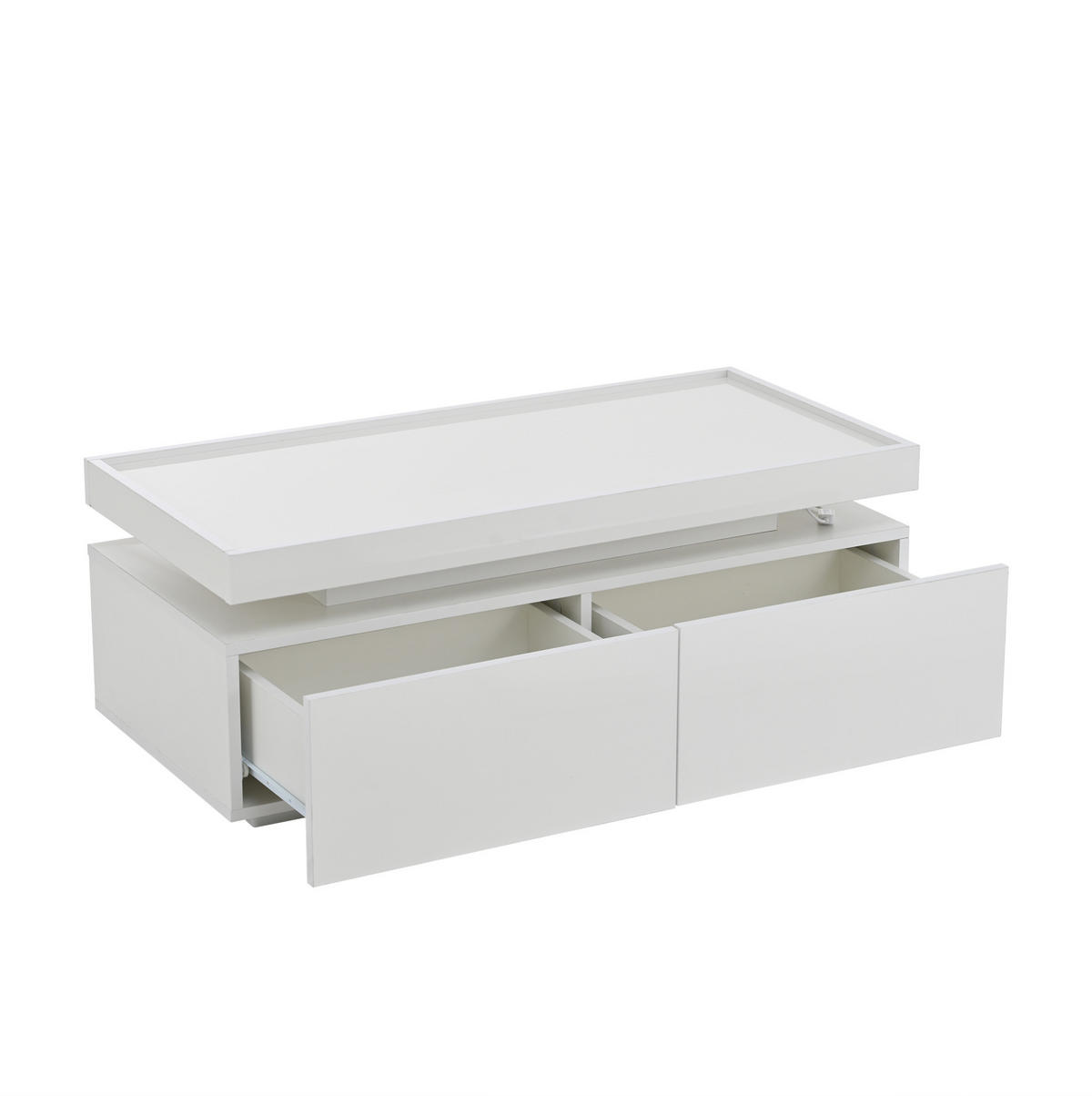 COUCHTISCH mit LED 95 x 45 x 35 cm Hochglanz Weiß - Weiß, Holzwerkstoff (95/45/35cm) - Meubliv