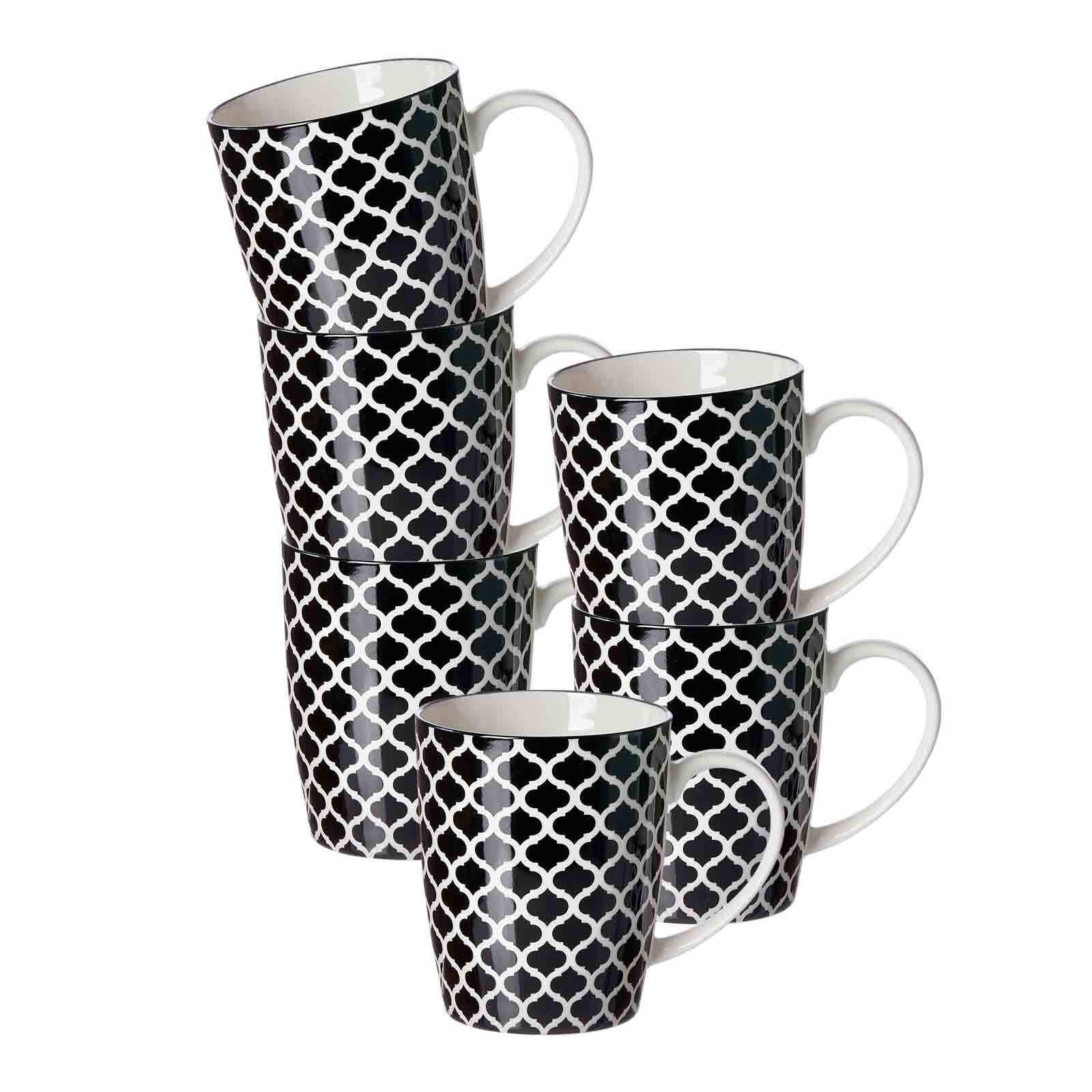 HENKELBECHER Takeo Swing schwarz-weiß 350 ml 6er Set - Schwarz/Weiß, Keramik (0.35L) - Ritzenhoff Breker