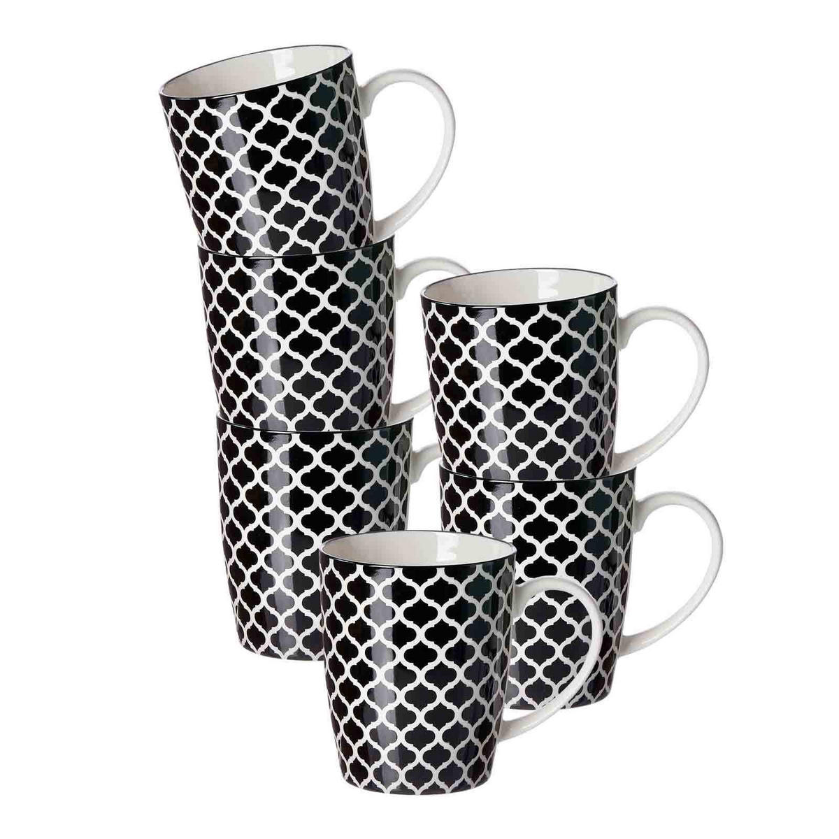 HENKELBECHER Takeo Swing schwarz-weiß 350 ml 6er Set - Schwarz/Weiß, Keramik (0.35L) - Ritzenhoff Breker