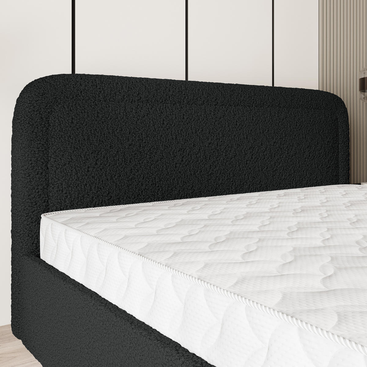 POLSTERBETT BENIRA Q 160x200 cm mit Bettkästen - Schwarz - Schwarz, Holz (160/200cm) - MASSENO