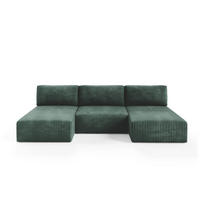 WOHNLANDSCHAFT Natalia - Grün, Holzwerkstoff/Textil (304/85/149cm) - Fun Möbel