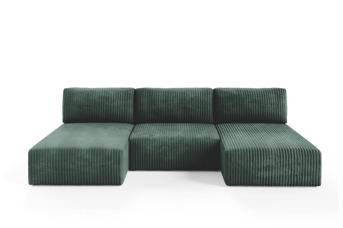 WOHNLANDSCHAFT Natalia - Grün, Holzwerkstoff/Textil (304/85/149cm) - Fun Möbel