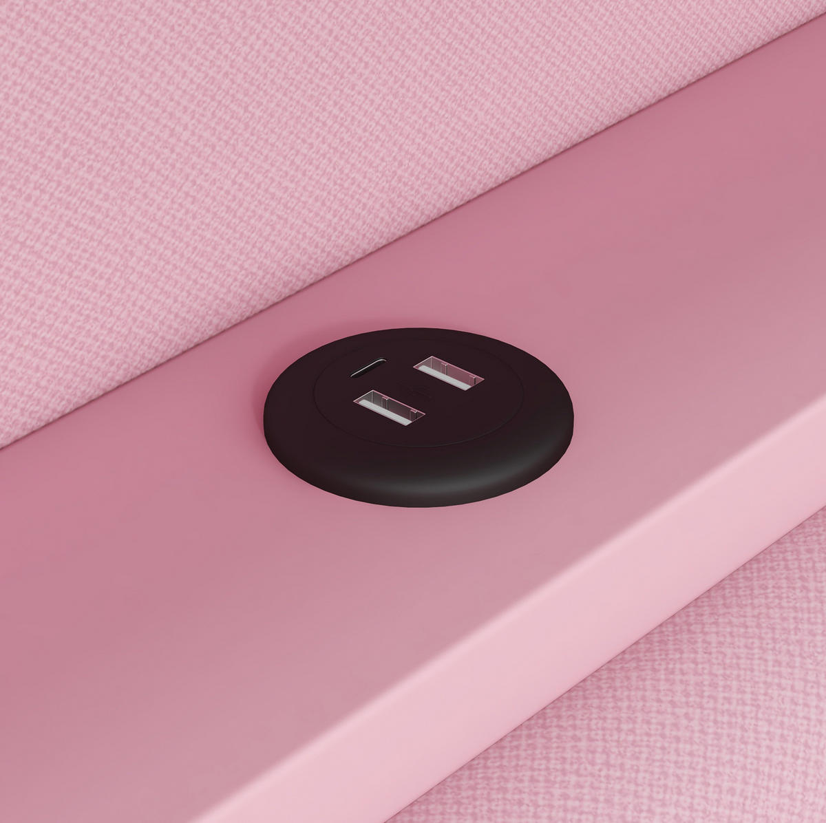 POLSTERBETT 90/200 cm Rosa aus MDF, Sperrholz und Leinen mit USB, LED und Schreibtisch - Rosa, Textil (90/200cm) - OKMYHOME