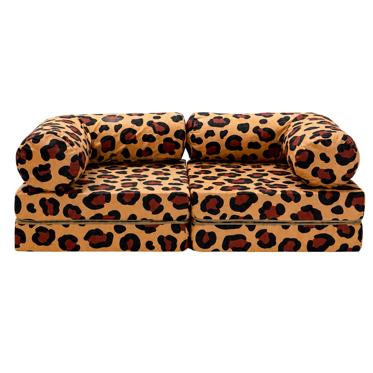 MODULARES Kindersofa Leopard – weiches Spielsofa zum Spielen und Entspannen - Schwarz, Textil (142/25/71cm) - Bees & Blooms
