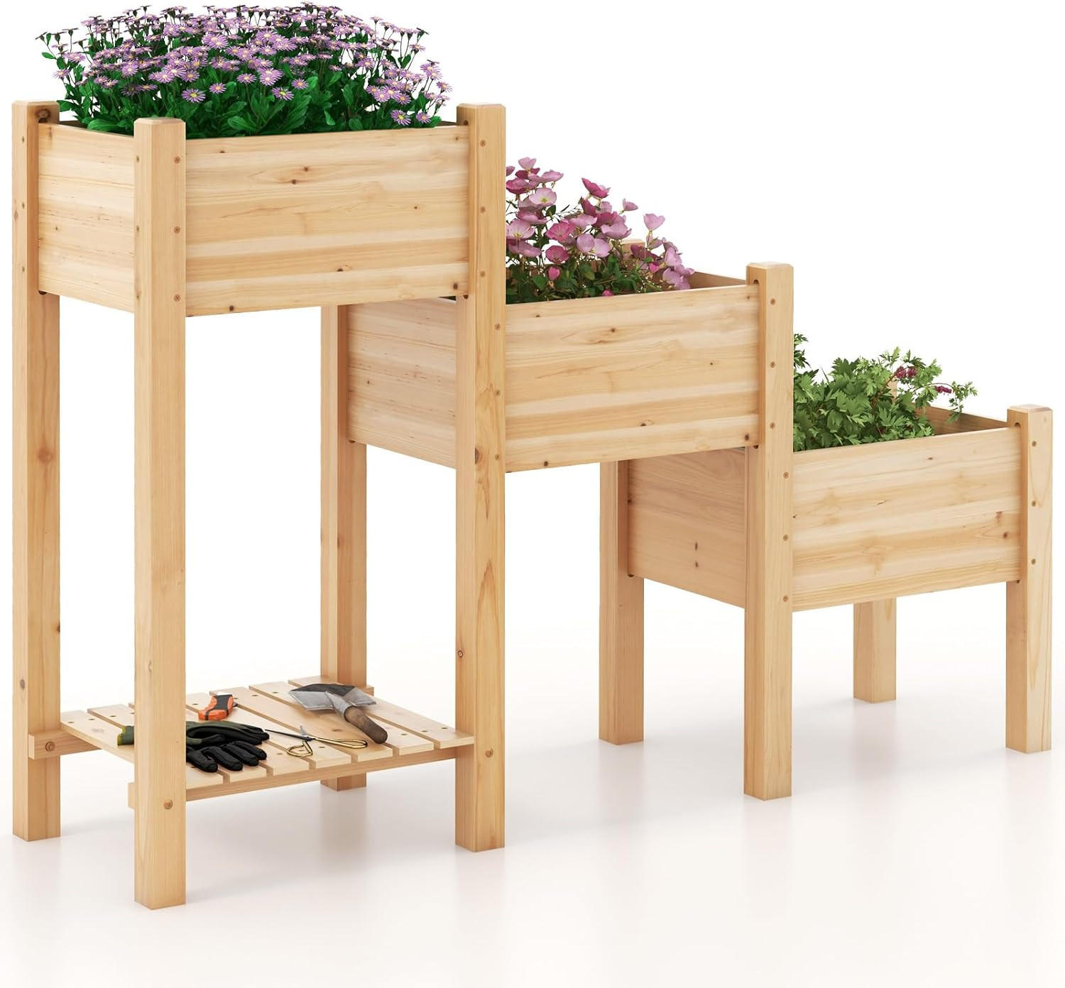 VYSOKÝ ZÁHON drevený - farba jablone, drevo (43/104/161cm) - COSTWAY
